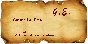 Gavrila Ete névjegykártya